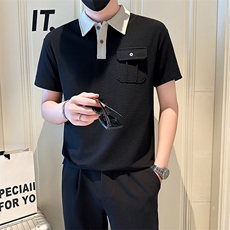 店主风社会小伙男士POLO衫新款异色翻领口袋款T恤301A-1/PL99/P55，男装T恤，星座301A-1