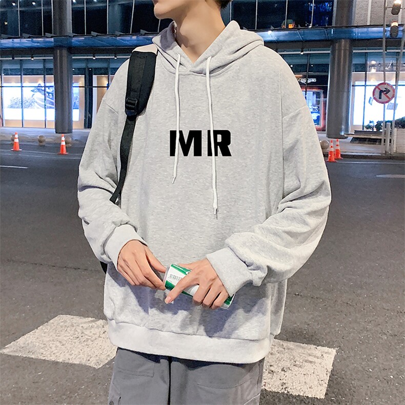 WY2253-P35纯棉连帽卫衣男大码运动帽衫宽松薄外套男,男装卫衣,电商A040