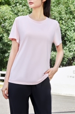 时尚女款无痕茶香速干短袖T恤夏季新款显瘦百搭上衣，女装T恤，恒标羊绒