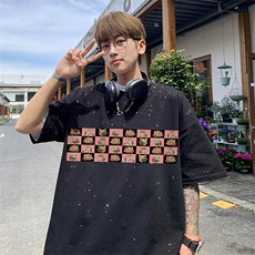 量大优供抖音视频支持得物配合二开美式满天星亮片短袖T恤MTX381，男装T恤，电商A486