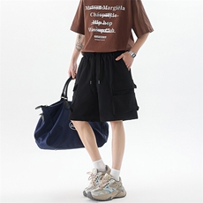 8XL-M特大码冰丝短裤男五分裤褶皱休闲裤工装中裤DK1504P45控68，男装休闲裤，电商D206-1