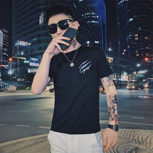 312A-T059-P38 新款社会小伙短袖T恤修身潮流男士半袖体恤B图片