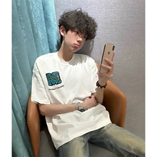万针全刺绣工艺抖音得物高品质260克重磅纯棉双纱美式高街短袖T恤，男装T恤，电商A486