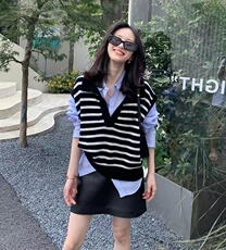 2025年秋季无扣V领时尚百搭通勤休闲马甲，女装马甲，美雪羊绒