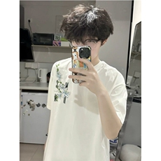 现货纯棉万针刺绣短袖ZX0295-P35，男装T恤，星座313A(原308A-2)