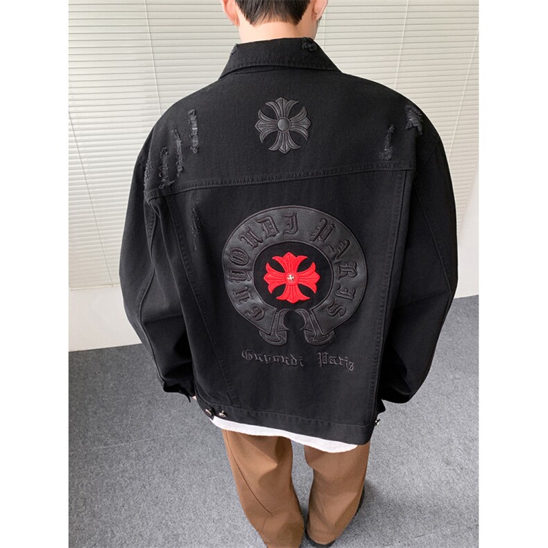 得物二开克罗心印花牛仔高街夹克外套男2025秋季新款JK1273-P98，男装工装外套，星座1103-3