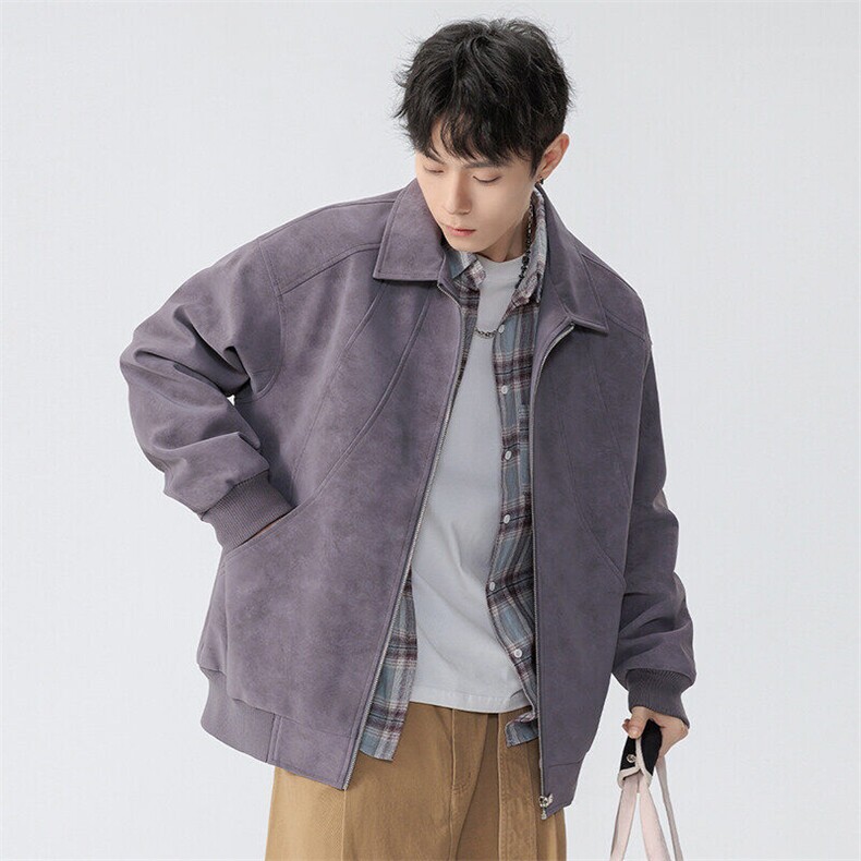 2026春季新款皮衣夹克男青少年学生潮流麂皮外套，男装皮衣，星座1206-1（原A206-1）