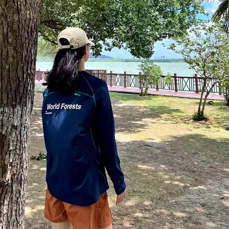 美式高街解构工艺速干长袖T恤男女款防晒罩衫户外运动潮牌骑行服,男装防晒衣,电商A486