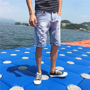 HK02-P38  夏季大码日系 麒麟  风潮流牛仔裤休闲破洞 港风 短裤图片