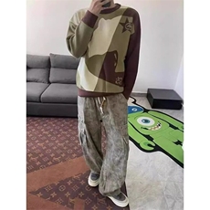【有货】DN906-P63美式复古做旧迷彩工装裤男潮牌高街多口袋宽松，男装牛仔裤，星座603-2