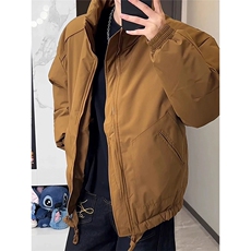 现货冬季美式休闲加厚雪山外套夹克立领纯色三防户外工装棉服，男装夹克，电商A486
