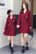 2021春秋季新款斜纹面料下摆压邹亲子西装外套连衣裙双排扣气质女，女装连衣裙，安之芮娜