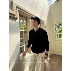 MRCYC翻领针织Polo衫男士秋冬季韩系宽松慵懒风纯色套头长袖毛衣，男装针织衫/毛衣，星座506A