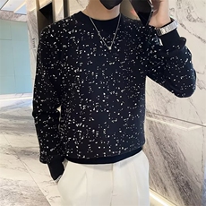 秋冬季保暖烫钻满天星针织线衣男修身潮流圆领毛衣打底衫S596-P50，男装T恤，星座1109-3