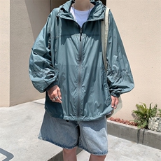 防晒服美式户外机能连帽夏季宽松男女情侣冲锋衣外套F0118-P40，男装夹克，星座308B-1