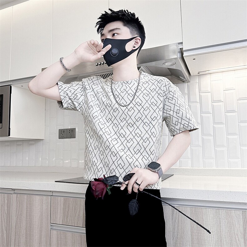 短袖T恤男网红痞帅炸街半袖衣服社会小伙301C-DT81-P48控68,男装T恤,星座301C（原B323）