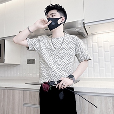 短袖T恤男网红痞帅炸街半袖衣服社会小伙301C-DT81-P48控68，男装T恤，星座301C（原B323）