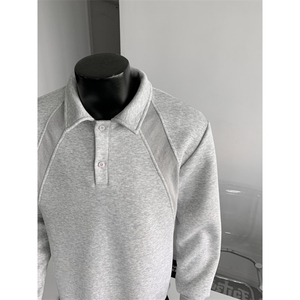 WY803-尺码M-3XL-P38-美式解构拼接POLO领卫衣宽松休闲情侣上衣图片