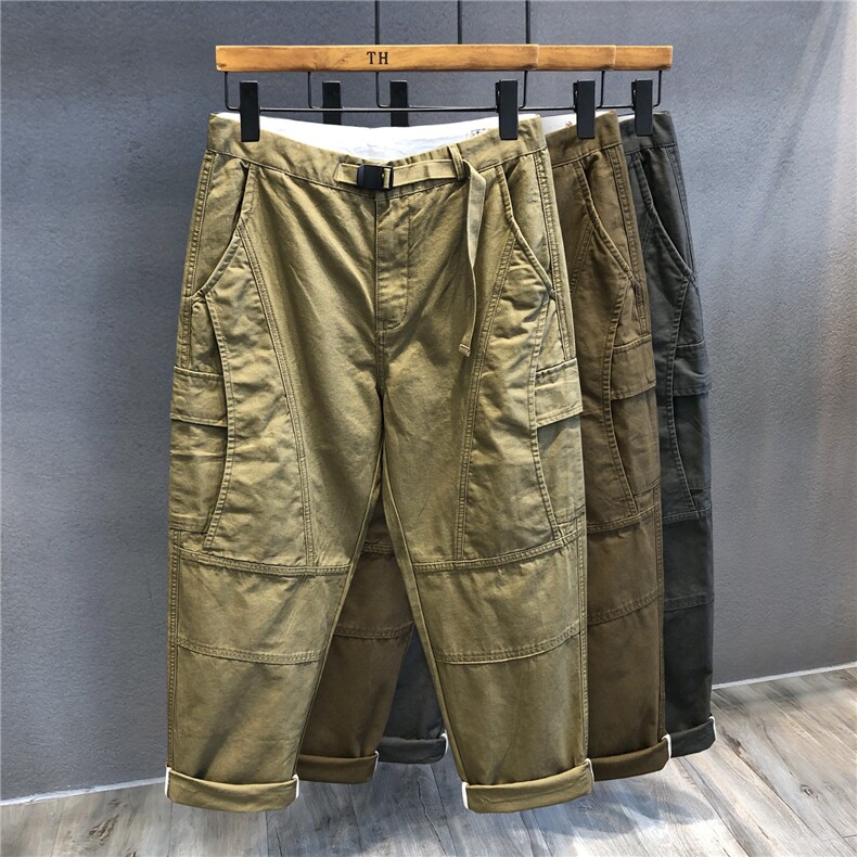 山系野营复古重磅海岛纯棉工装裤男士休闲裤美式宽松直筒裤子男款，女装休闲裤，星座1210-1