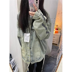 JK8887-P57美式高街vibe牛仔外套男女春季复古港风chic潮拉链，男装工装外套，电商B323A