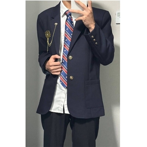 日系学院三色两粒扣DK制服套装西装衬衫西裤校金属胸针图片