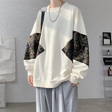 8XL-M民族风加绒加厚卫衣男款冬季拼接套头衫特大码外套WY005P58，男装卫衣，电商B312