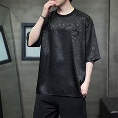 新款金属标新中式风潮圆领T恤短袖刺绣汉服时尚T2419-P38，男装T恤，电商A227