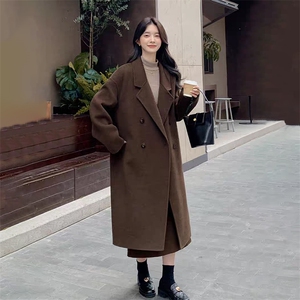 美拉德可拆卸白鸭绒内胆毛呢外套女2025冬新款小个子高级呢子大衣图片
