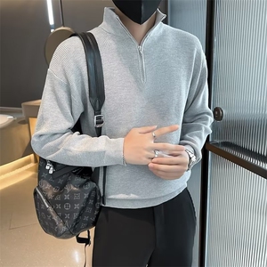 高领毛衣男士立领时尚男装针织衫外套纯色秋冬季S802-P55图片