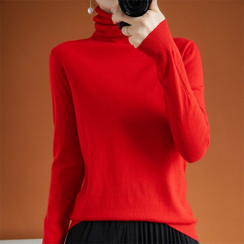 2025年秋季时尚百搭通勤简约休闲羊毛堆堆领，女装羊毛衫，朝思羊绒