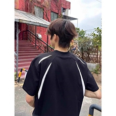 解构拼接设计感短袖男夏季男生半袖美式重磅正肩t恤LDT2711-P37，男装T恤，星座1008