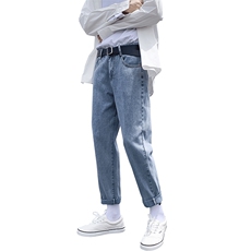 秋季牛仔裤男直筒宽松潮牌休闲长裤韩版潮流阔腿九分裤子7105，男装牛仔裤，电商A318