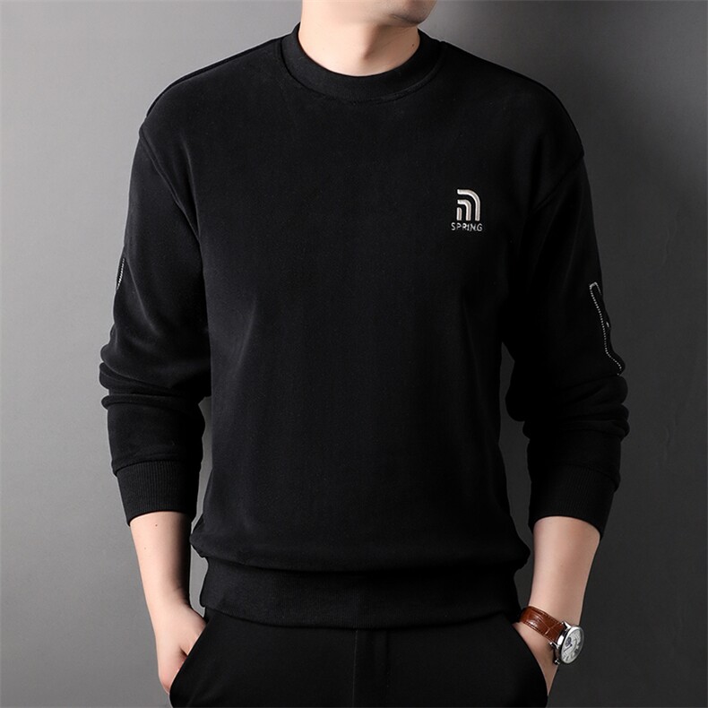 男卫衣中青年时尚休闲冬季男装厚款奥粒绒卫衣圆领宽松HPM838-P67,男装卫衣,星座1105-3