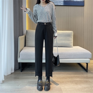 毛呢裤秋冬季裤子2025新款休闲哈伦宽松显瘦加厚烟管西装裤图片