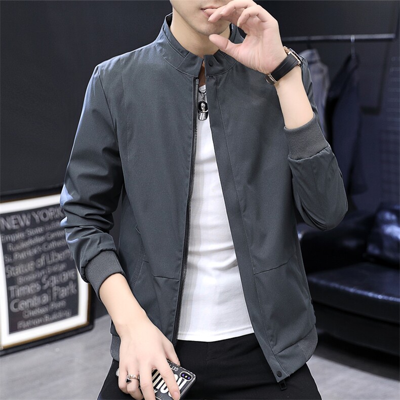 春秋现货主推大码立领纯色拉链休闲夹克外套男JK821P48,男装夹克,电商B226