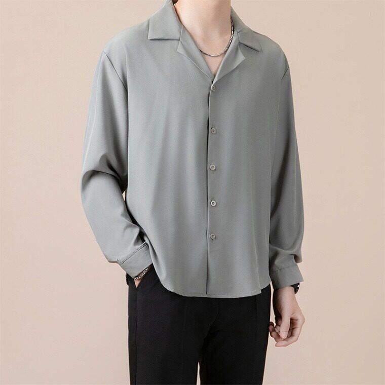 衬衫男春秋季韩版宽松免烫垂感休闲轻熟风男装长袖衬衣Y04，男装衬衫，星座1116A-2（原606A-1）