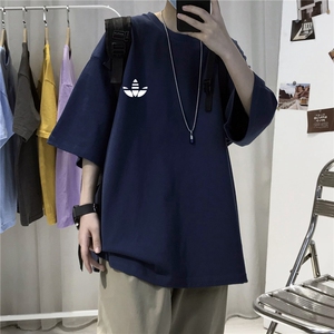 T002男女中性圆领短袖半袖T恤衫外套大码印花学生夏装TEE潮宽松图片