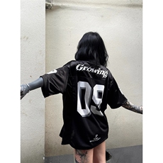 T214-P37夏季时尚网眼短袖透气宽松运动T恤潮牌拼接上衣，女装T恤，电商B323A