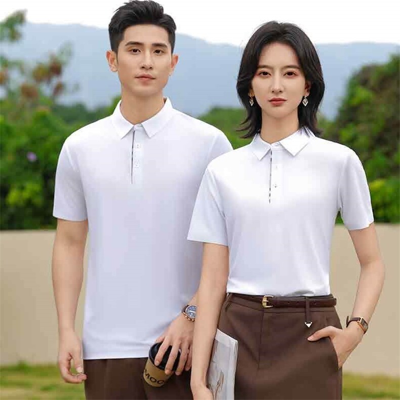 2025春夏高级感冰丝无痕POLO衫男女工作服团服LOGO刺绣L99205P48,男装Polo衫,星座1602B（原101B-1）