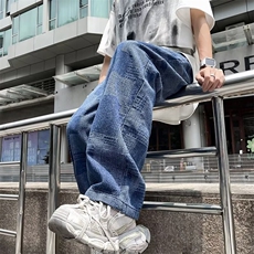 牛仔裤男宽松直筒春秋季新款港风百搭休闲长裤子kQ12，男装牛仔裤，星座1116A-1（原606A）