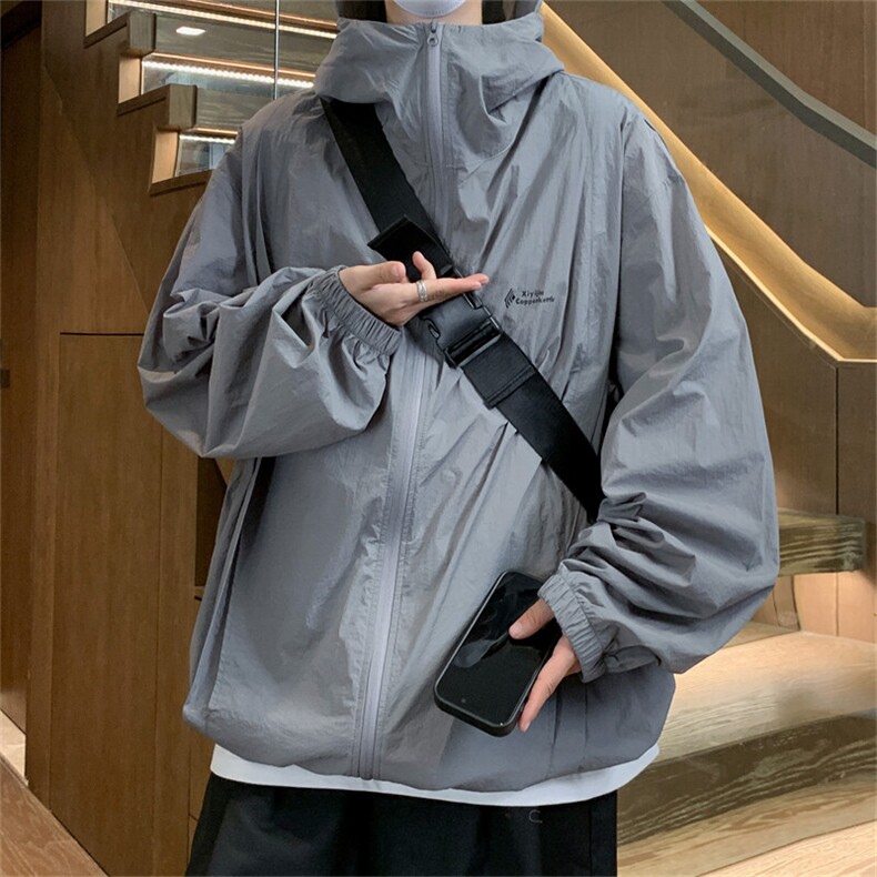 F159/P55有报告UPF50+紫外线防晒衣男个性连帽外套防晒服上衣，男装防晒衣，电商基地A050