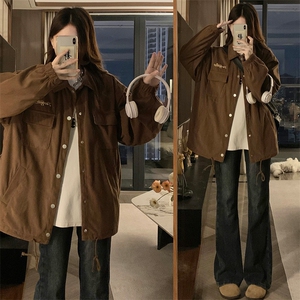 C883-P100灯芯绒外套春秋2025新款美式复古衣服工装日系夹克上衣图片