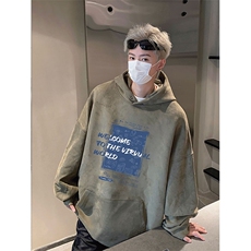 潮牌新款字母印花wljp-4526麂皮绒连帽特p45控79，男装卫衣，星座605(原A050)