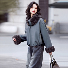 两面穿简约时尚毛一体保暖派克服外套2025冬装新款，女装派克服，鑫源服饰