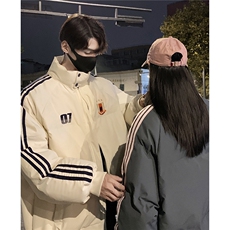 情侣冬装港风织带棉服刺绣logo棉衣休闲加厚外套男G1105P118，男装棉衣，电商A339
