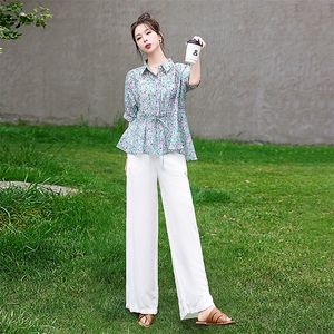 妈妈装夏款年轻套装女2025新款干练气质微胖显瘦太职业两件套图片