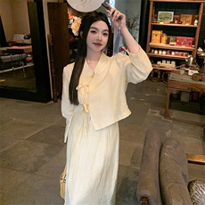清冷感新中式国风套装裙女2025春新款高级感简约气质半身裙两件套，女装套装/套裙，浙宝305
