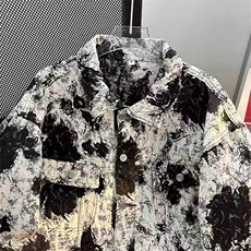 男士牛仔衬衫长袖春秋高级感扎染花卉提花痞帅衬衣313B-CS137-P55，男装衬衫，星座313B