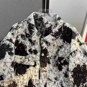 男士牛仔衬衫长袖春秋高级感扎染花卉提花痞帅衬衣313B-CS137-P55图片