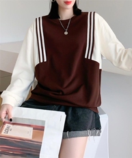 撞色拼接卫衣，女装卫衣/绒衫，依诺阁